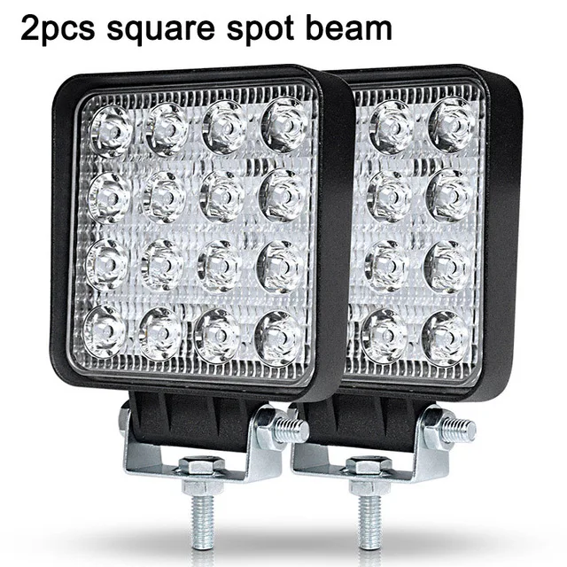 2PC 48W Square Spot 4 дюйма 48 Вт светодиодный рабочий светильник прожектор точечная лампа для грузовика Lada прицеп внедорожник внедорожная лодка 12 в 24 В 4WD автомобильный Стайлинг противотуманный светильник s - Цвет: 2PC 48W Square Spot