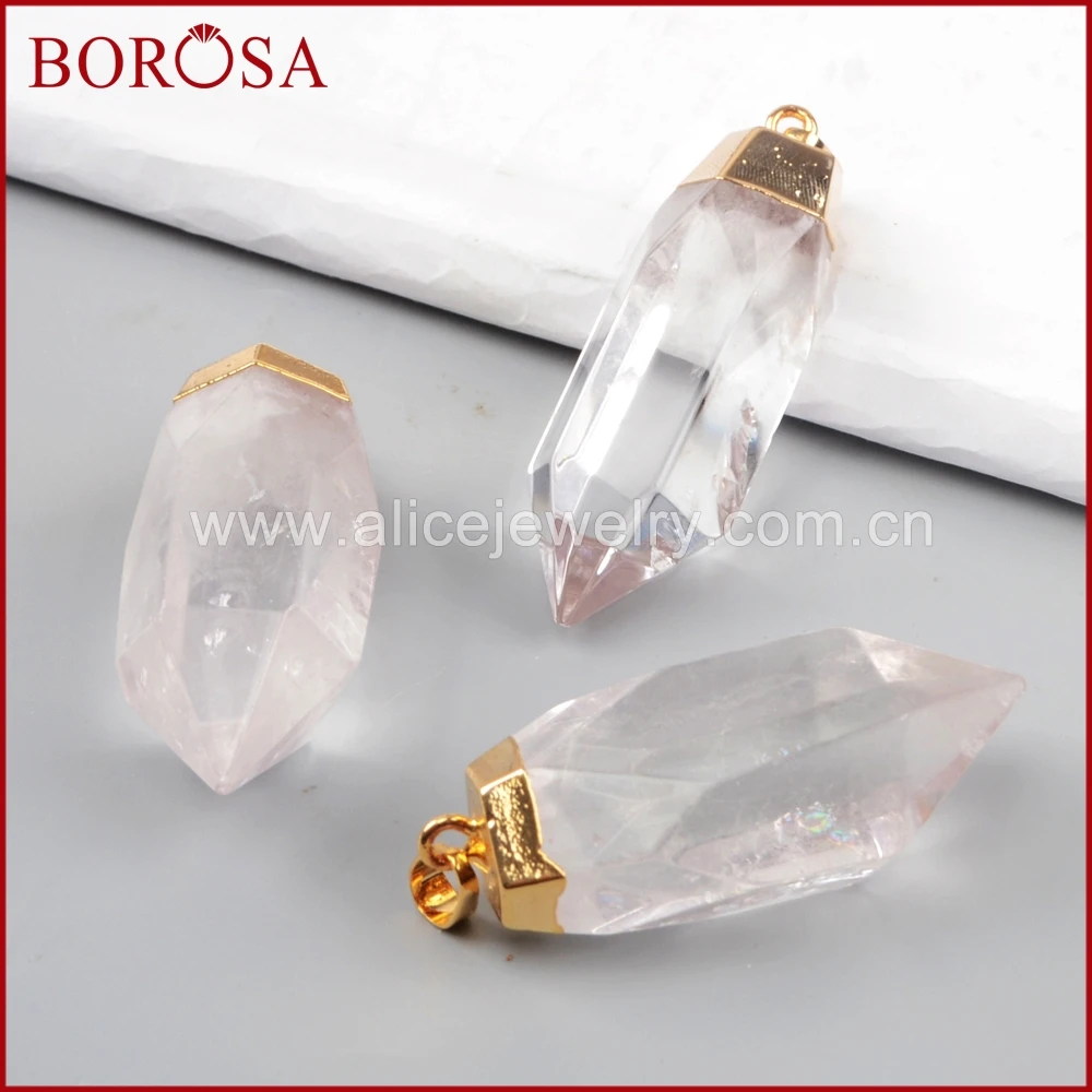 Кулон BOROSA из белого кристалла кварца и золота высококачественный кулон