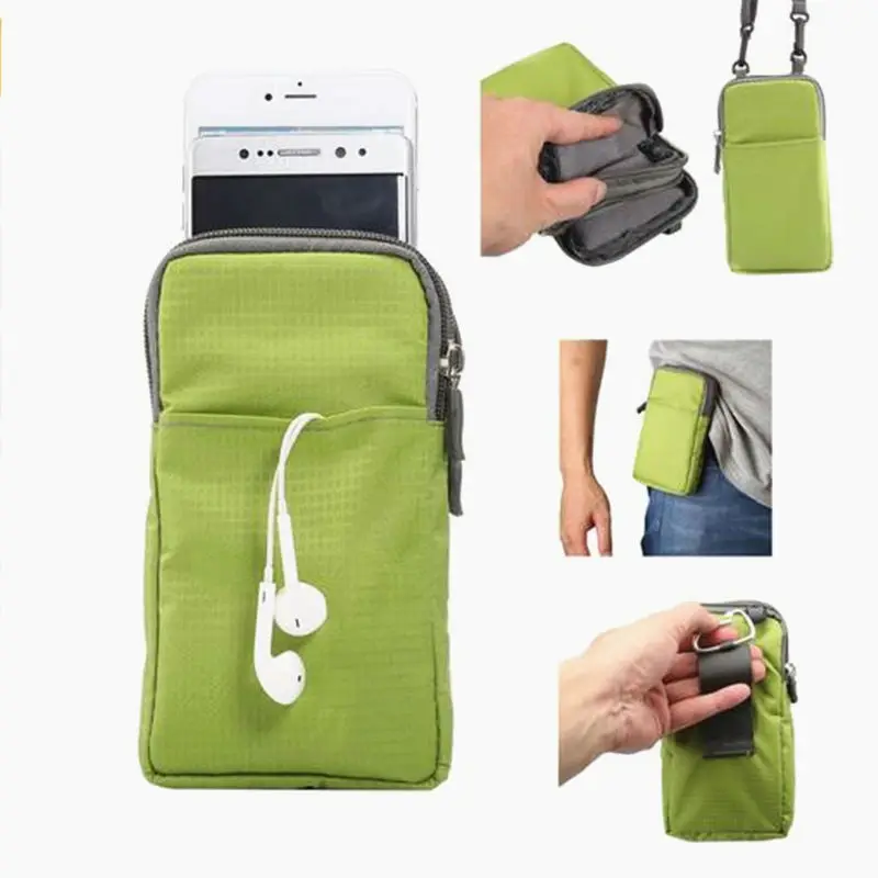 Открытый 3 кармана 2 молнии Универсальный чехол для телефона кошелек зажим ремня