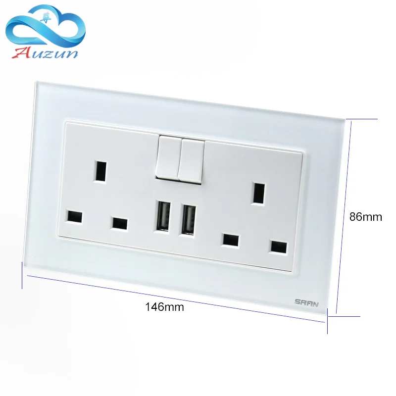 Настенная розетка 13 а квадратная с тремя отверстиями британская закаленная