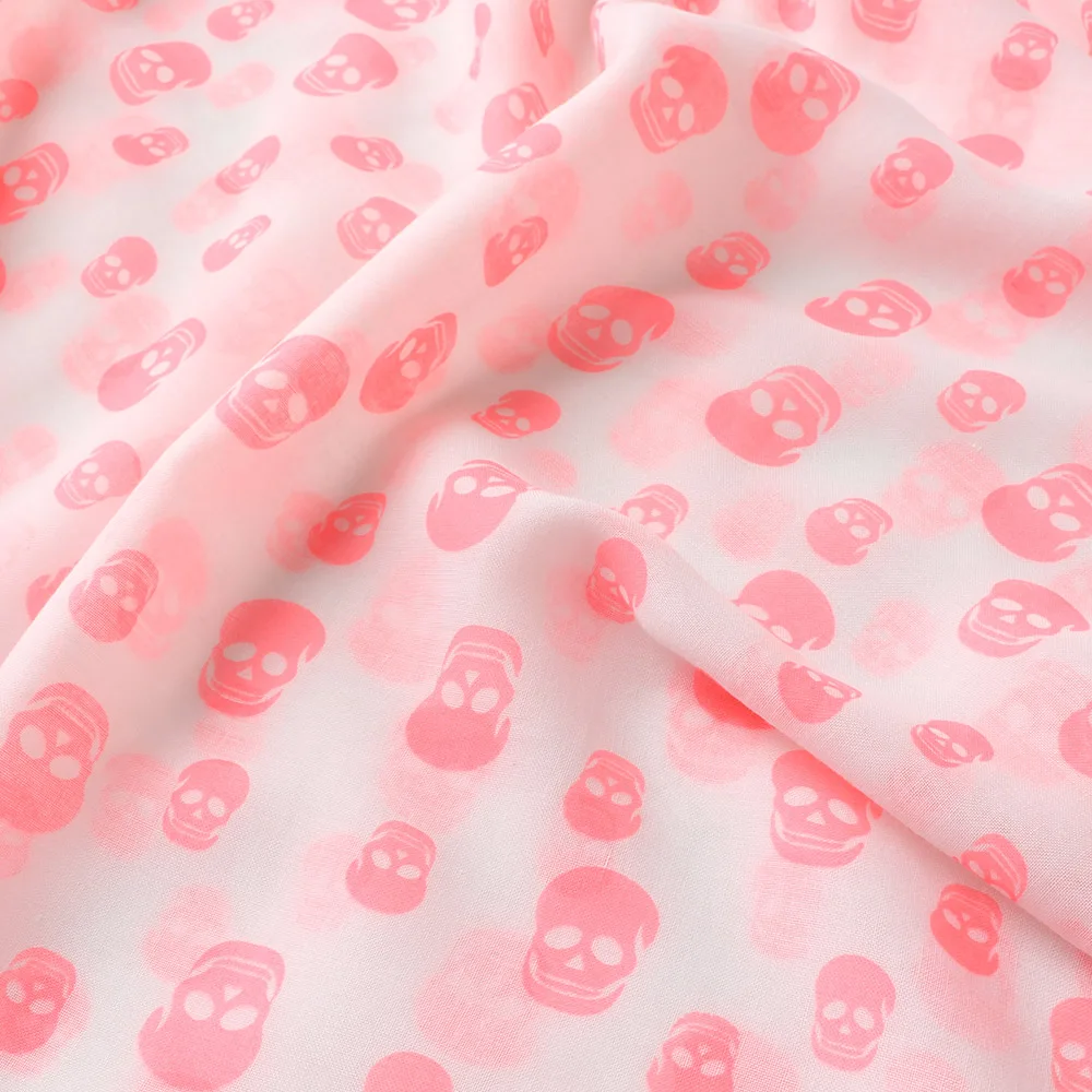 Тонкие хлопковые шарфы с принтом черепа женские модные длинные шелковые