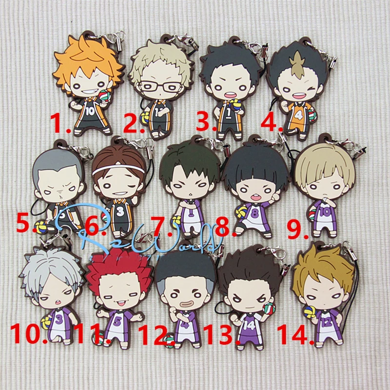 1 шт. Брелоки для ключей Haikyuu Karasuno High Team Shouyou Hinata Kozume Kenma Kuroo Tetsurou суши Подвеска