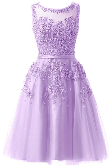 light purple Это YiiYa платье для выпускного вечера с вышивкой бисером Иллюзия Короткие свадебные торжественные платья аппликации цветы длиной до колена вечерние платья LX073-1 - Цвет: light purple