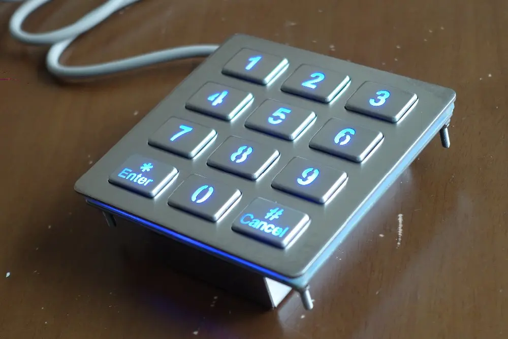 Верхнее Крепление металлическая подсветка клавишная Кнопка usb подсветка клавиатуры, светодиодный подсветка 12 клавиш 3x4 клавиатура из нержавеющей стали для системы доступа