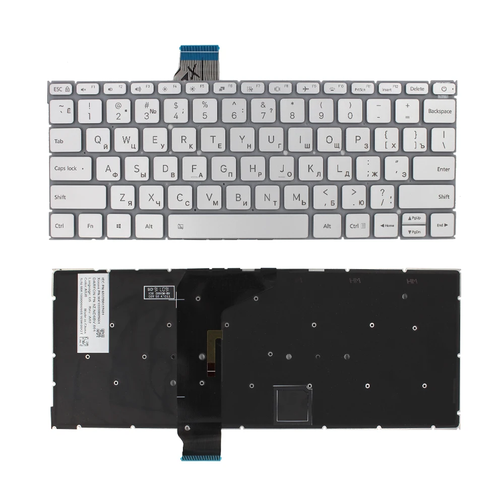Новая русская клавиатура для ноутбука XiaoMi Air 12,5 дюймов 6037B0127601 9Z. ND6BV. 001 MK10000005661 Серебристая клавиатура с подсветкой