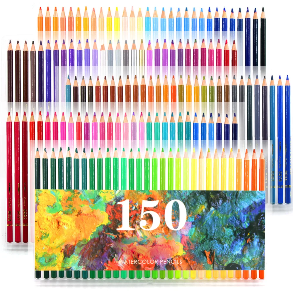 150 цветов мягкие деревянные акварельные карандаши водорастворимые цветные для