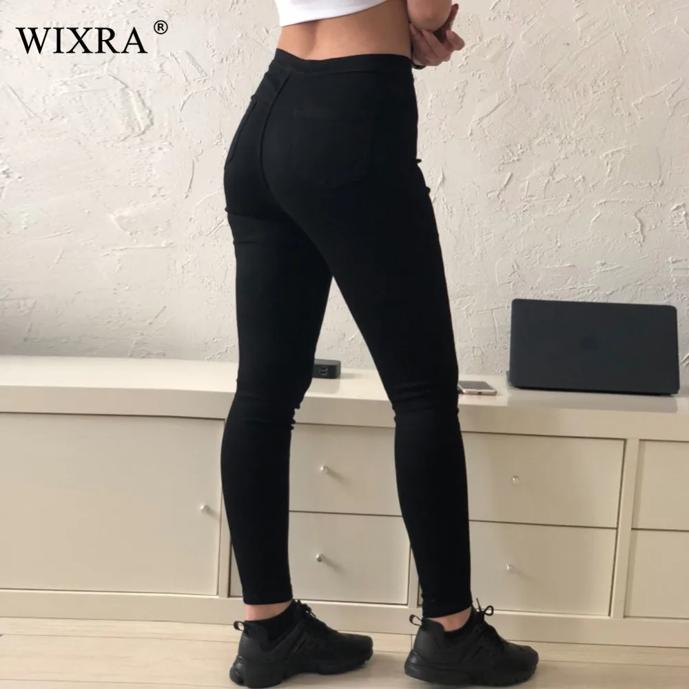 Женские джинсы карандаш WIXRA брендовые Стрейчевые брюки с высокой талией потертые