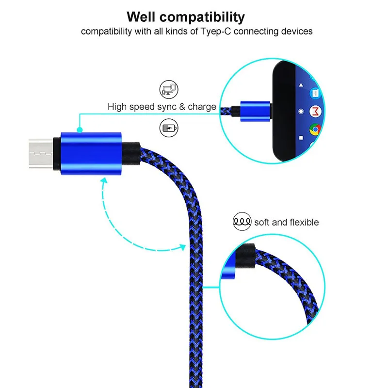 USB 3.1 Type C charger cable for huawei mate 20 lite pro nova 4 3 3e wire samsung galaxy a9 a8 2018 s9 s8 s10 plus | Мобильные
