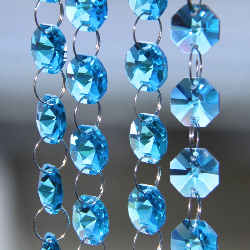 

14mm Octagon Beads Chains Aquamarine 50meters Aquamarine Glass Crystal Garland / Strands,Wedding & Christmas Home Decor
