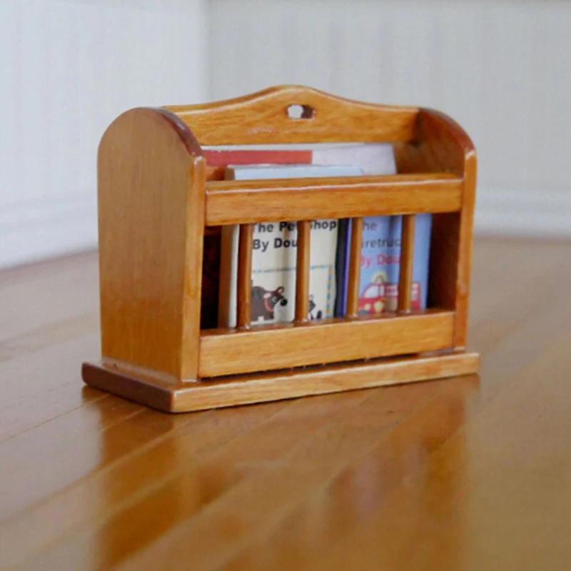 Кукольный домик миниатюрный книжный шкаф деревянная полка для газет | Игрушки и