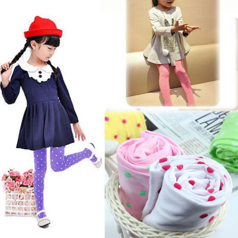 Детские колготки для девочек 1 пара 5 цветов бархатистые тонкие с узором в горошек