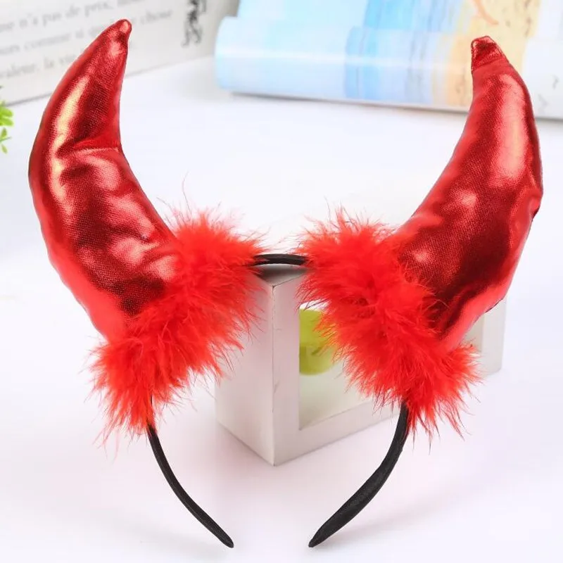 

Creative Feather Big Horn Headband Kids Adults Performance Props Hair Party Favors Halloween Christmas