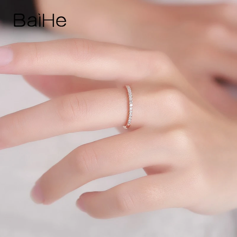 BAIHE Твердые 18K Белое Золото 0.15CT H/SI круглой огранки природных бриллиантов