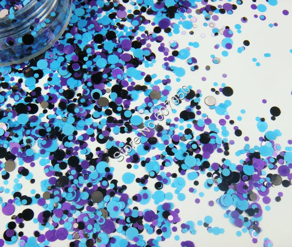 

MRMX-003 Mix Round shape glitter Dot Flake nail powder for nail Gel polish, acrylic nails and Make up decoration