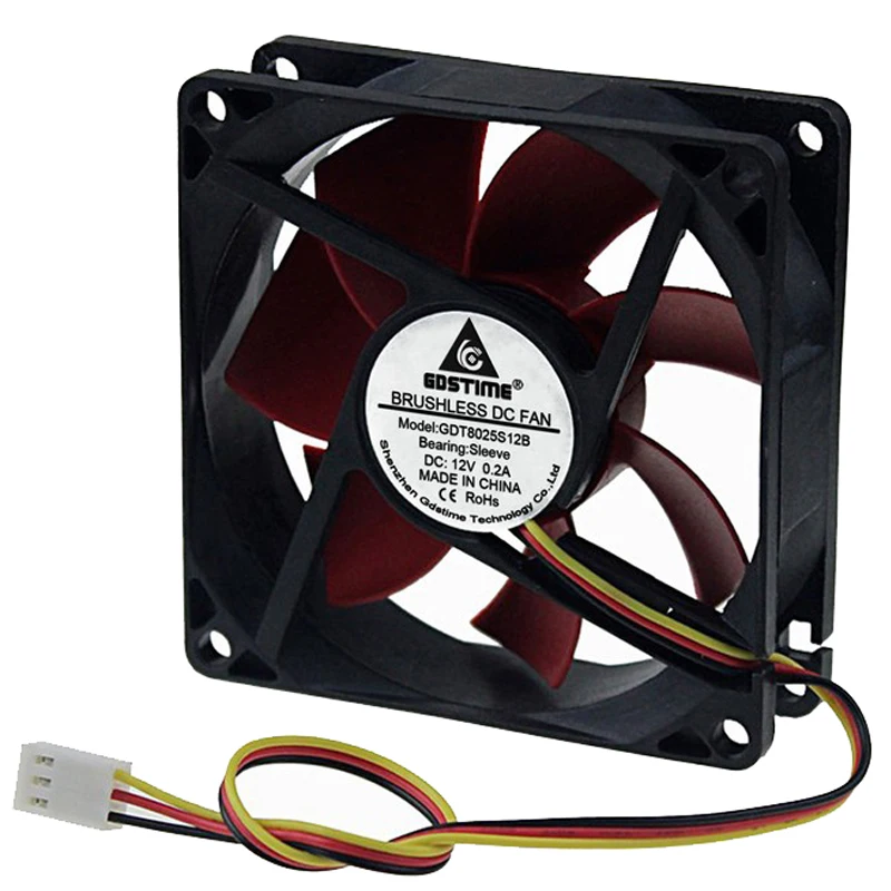 1 шт. Gdstime Case Fan 80 мм DC 12V 3Pin гидравлический ПК охлаждающий кулер для процессора 8025