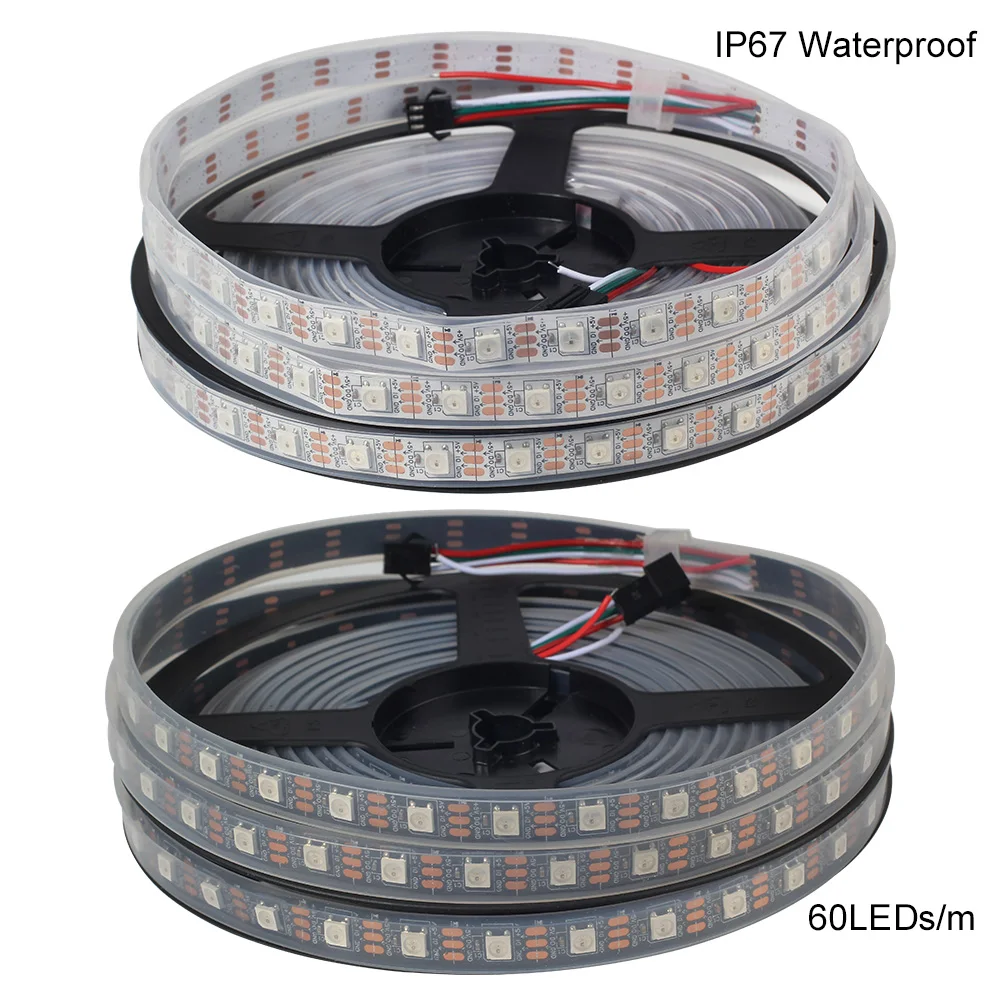 5 м/рулон DC5V ws2812b 300led ws2812IC встроенный индивидуально адресуемый 60 светодиодов/м 5050
