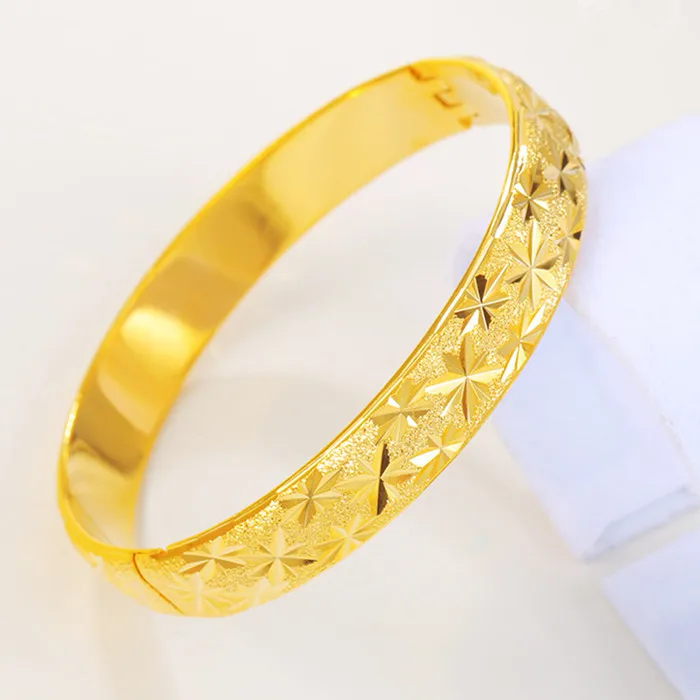 Однотонный открывающийся браслет из желтого золота роскошный свадебный женский