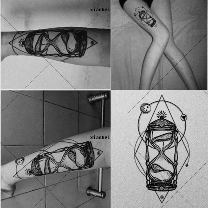 

1pcs Time hourglass arms BlacBlack White Large Flower Henna Temporary Tattoo Black Mehndi Style Waterproof Tattoo Sticker