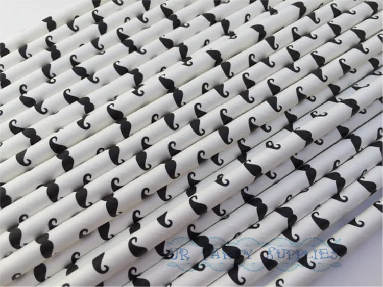 500 шт черные усы бумага соломинки белый с черными усами Свадебная вечеринка день