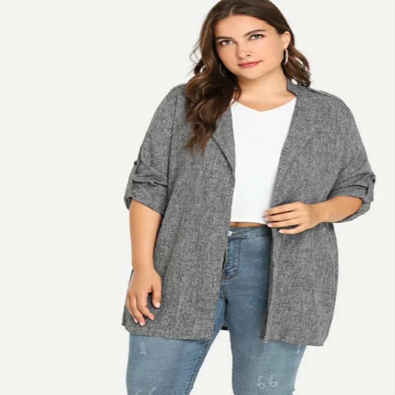 Серый новый весенне-осенний Тренч пальто жир мм длинное кардиган Досуг Женский