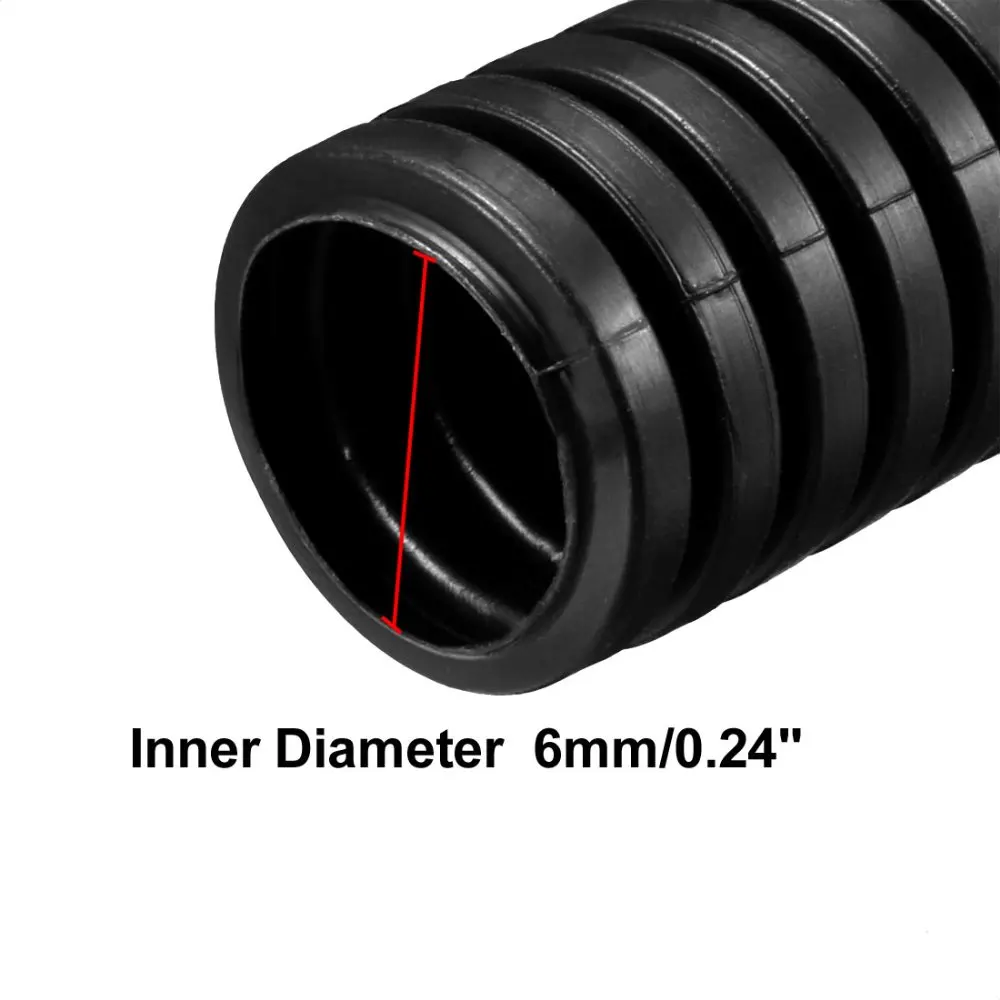 Uxcell черный 1 шт. 4,5/10/7/11/6 м Длина 5,2/6 мм внутренняя Диаметр PP полиэтилен гофрированный кабелепровод гибкий шланг