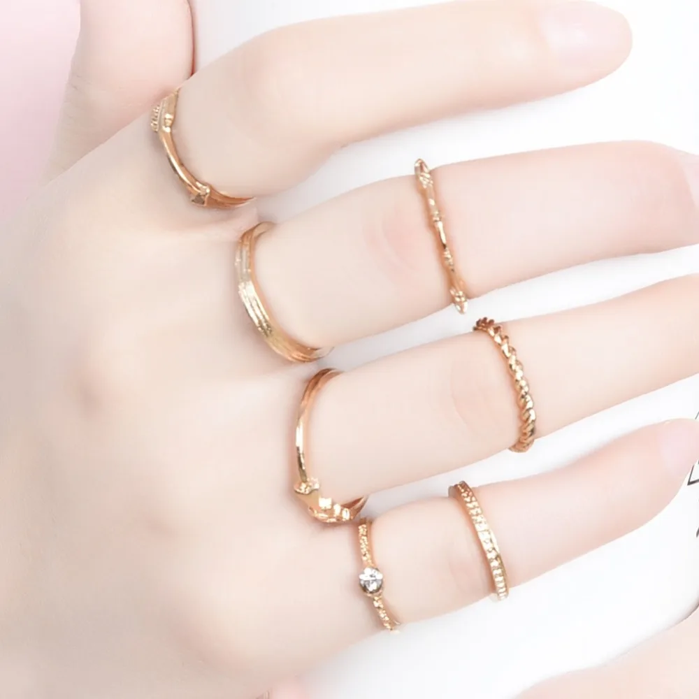 7 шт./компл. модное простое Кристальное спиральное кольцо на палец со стрелкой