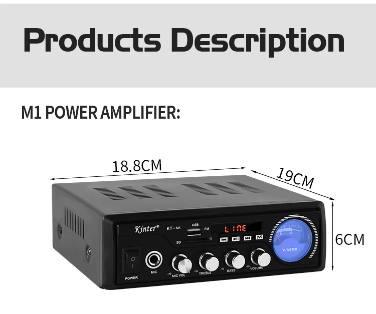 Kinter M1 MP3 Усилитель звука аудио Hifi Стерео усилители 2,0 каналов с SD USB ввод Поддержка микрофон металлический корпус