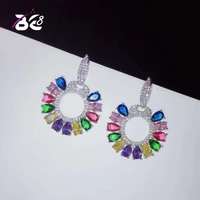 be 8 new fashion aaa cubic zirconia big drop earrings round circle pendant long dangle earrings for women statement jewelry e755