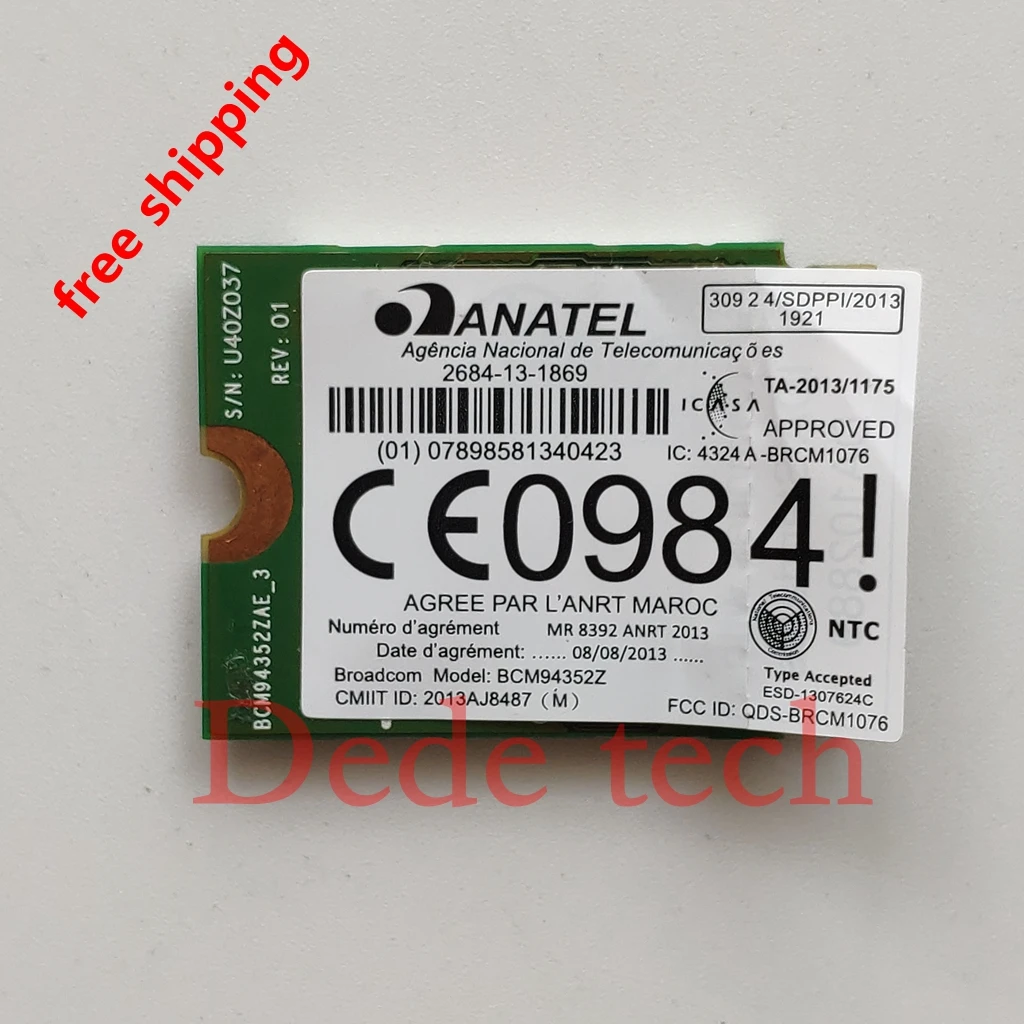 Новая беспроводная сетевая карта DW1560 BCM94352Z 802.11ac NGFF M2 867 Мбит/с BCM94352 BT4.0 WiFi ande для