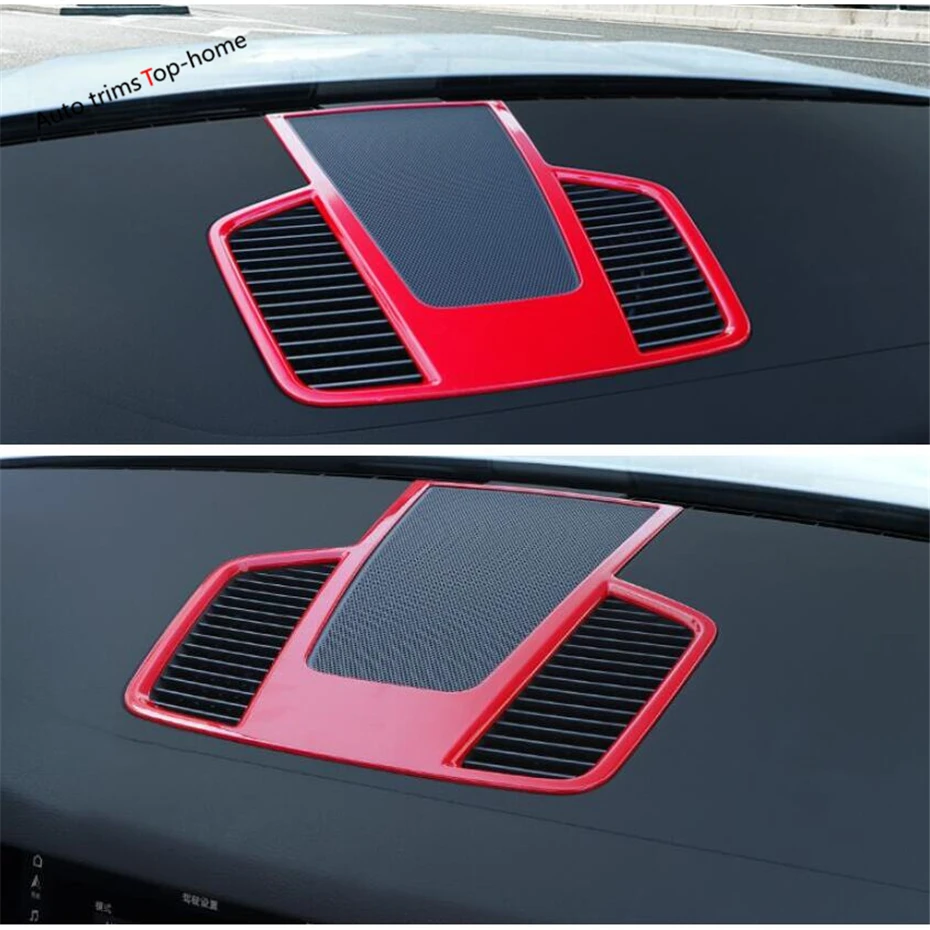 

Yimaautotrims Matte / Red / Carbon Fiber Look Interior Fit For Porsche Cayenne 2018 - 2021 Dashboard Middle Air Vent Cover Trim