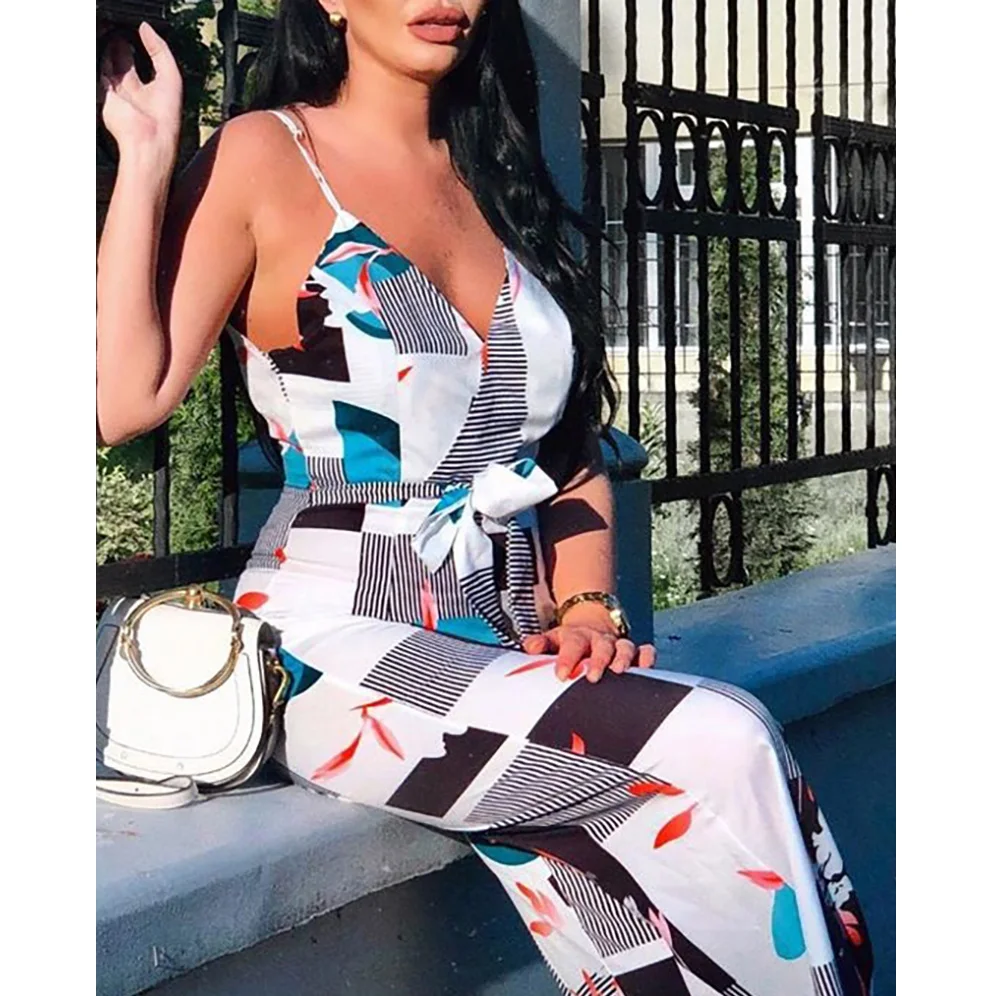 

Casual Sleeveless Floral Jumpsuit Loose Wide Leg Pants Suit Playsuit Plus Size 2019 Women Summer Romper