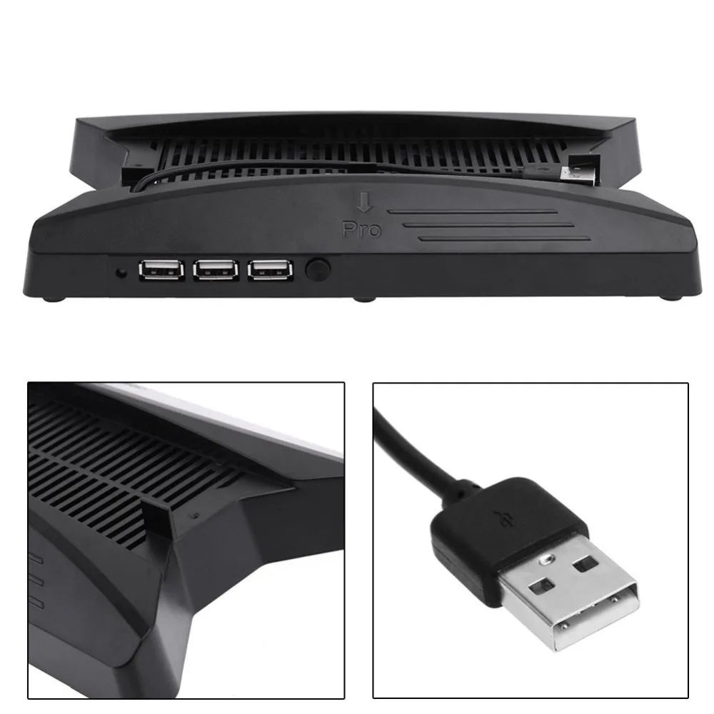 ТОНКАЯ вертикальная подставка для PS4 Pro Охлаждающие вентиляторы кулер USB-хаб