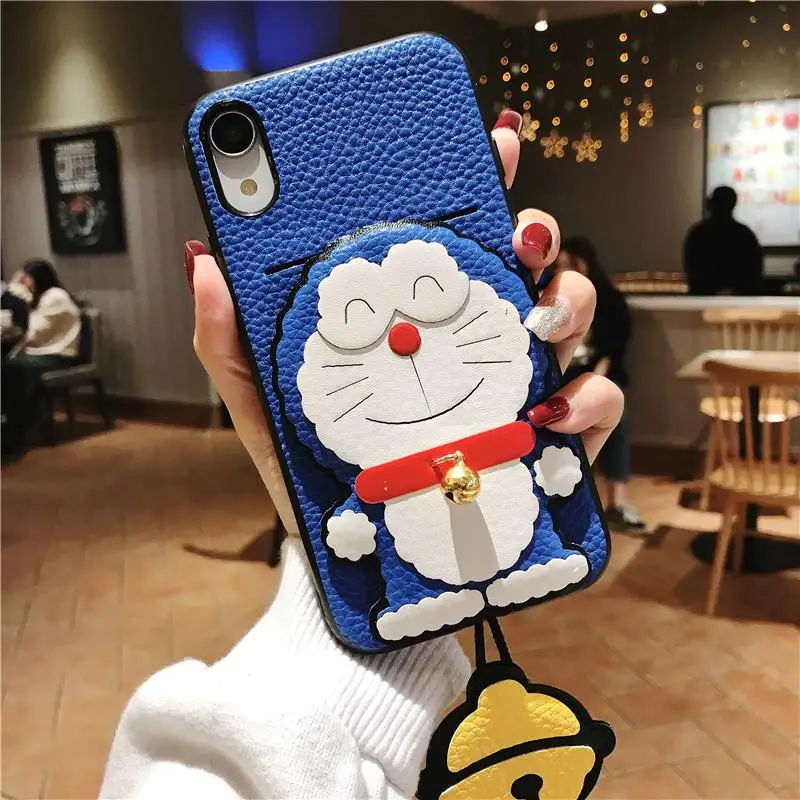 3d милый брендовый чехол для телефона Doraemon girl для Iphone X 11 pro Xs Max Xr 10 8 7 6 6s Plus, роскошный чехол из искусственной кожи - Цвет: 2
