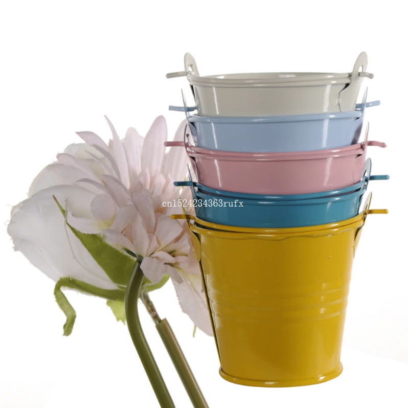 100pcs Candy Chocolate Box Metal Potted Plants Mini Small Assorted Colored Tin Pails Buckets Bucket Wedding Party Shower Gift | Дом и сад