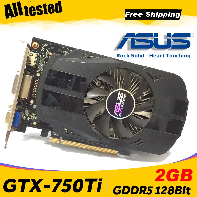 Видеокарты Asus видеокарты для настольного ПК DDR5 128 бит GTX750TI GTX 750TI 2G D5 PCI Express 3 0