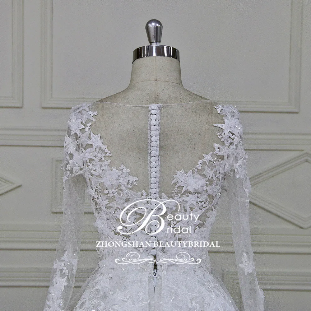 High-end Custom made Ball Gown Wedding Dresses Newest Desgin Lace Appliques Pearls Bridal Gowns Vestido De Novias XF17004 | Свадьбы и