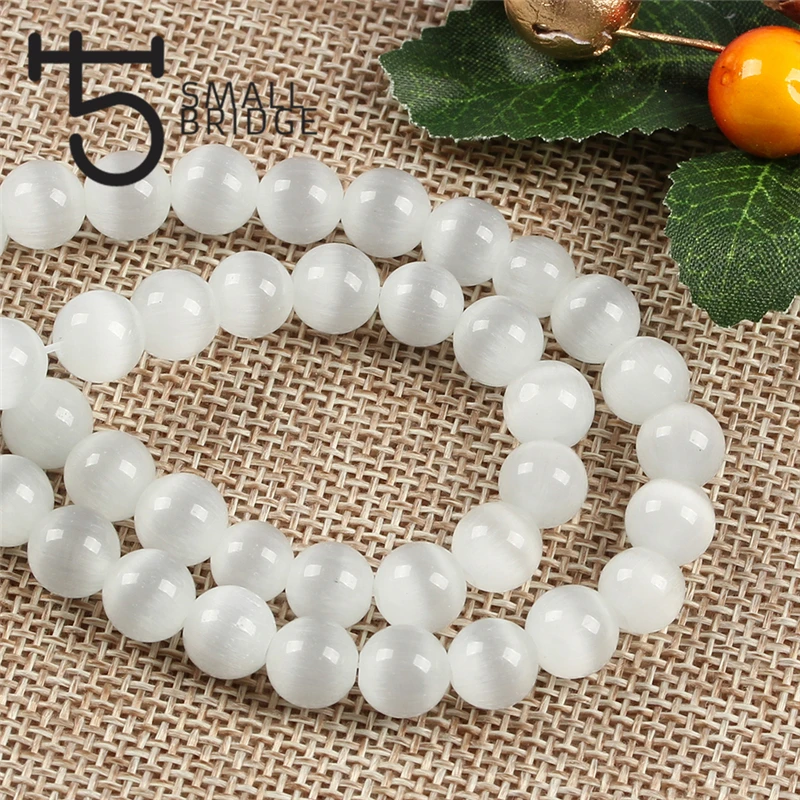 Бусины из натурального камня кошачий глаз, 6, 8, 10 мм, сделай сам, браслет, ожерелье, аксессуары, Гладкий Круглый Опал, опт, S402