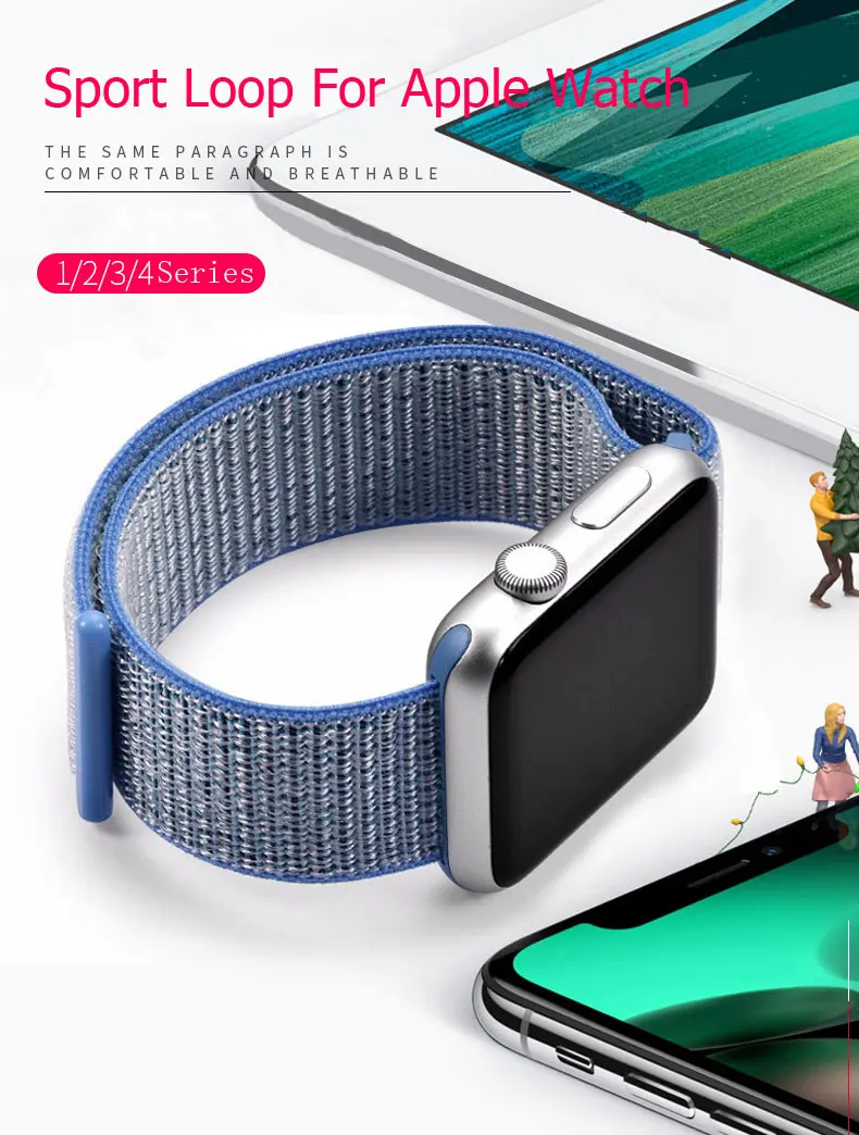Ремешок для Apple Watch 42 мм 38 мм 5 4 3 correa iwatch 44 мм 40 мм спортивный браслет-петля Apple watch 5 4 аксессуары 5/3/2