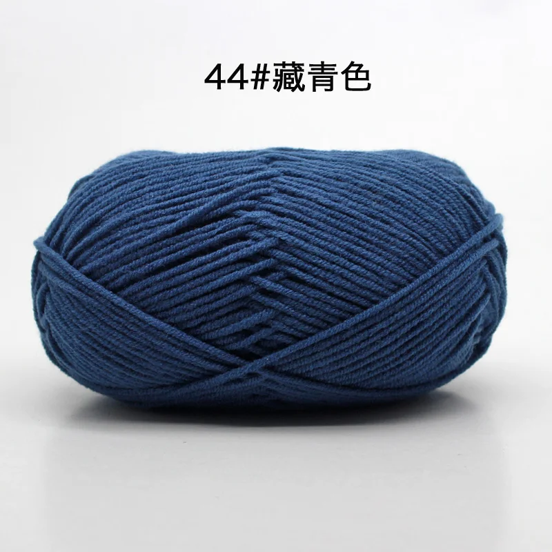 44 dark blue 1 шт. = 50 г 62 цвета хлопок Детская Пряжа молочного оттенка камвольная хлопок крючком нитки для ручного вязания шерсть линия окрашенная нить - Цвет: 44 dark blue