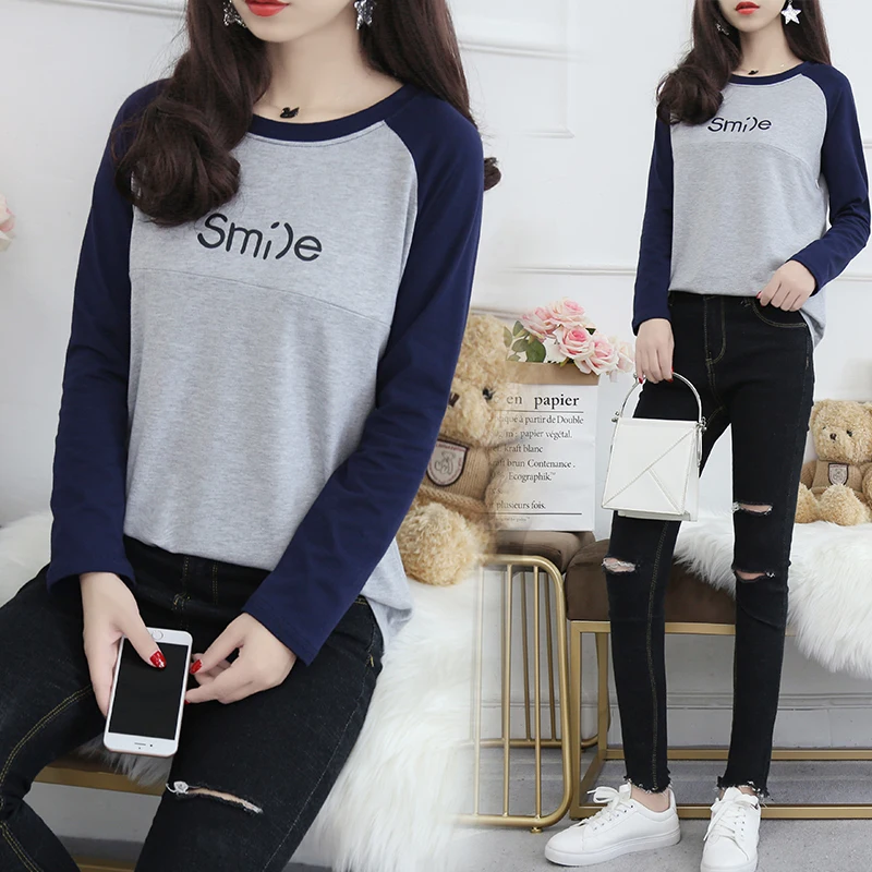

Nursing Period T-shirt Thin Letter Long Sleeve Breastfeeding Clothes Print Striped Postpartum Maternity Clothes 2019 fashion