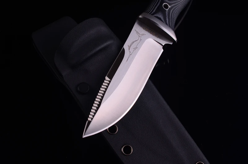 Y-START охотничий нож AUS-8A фиксированным атласным лезвием Микарта ручка с Kydex оболочка для наружного кемпинга пешего туризма рыбалки