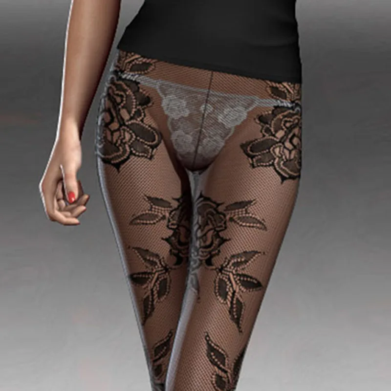 Эластичные женские газовые колготки модные сексуальные с цветочным принтом