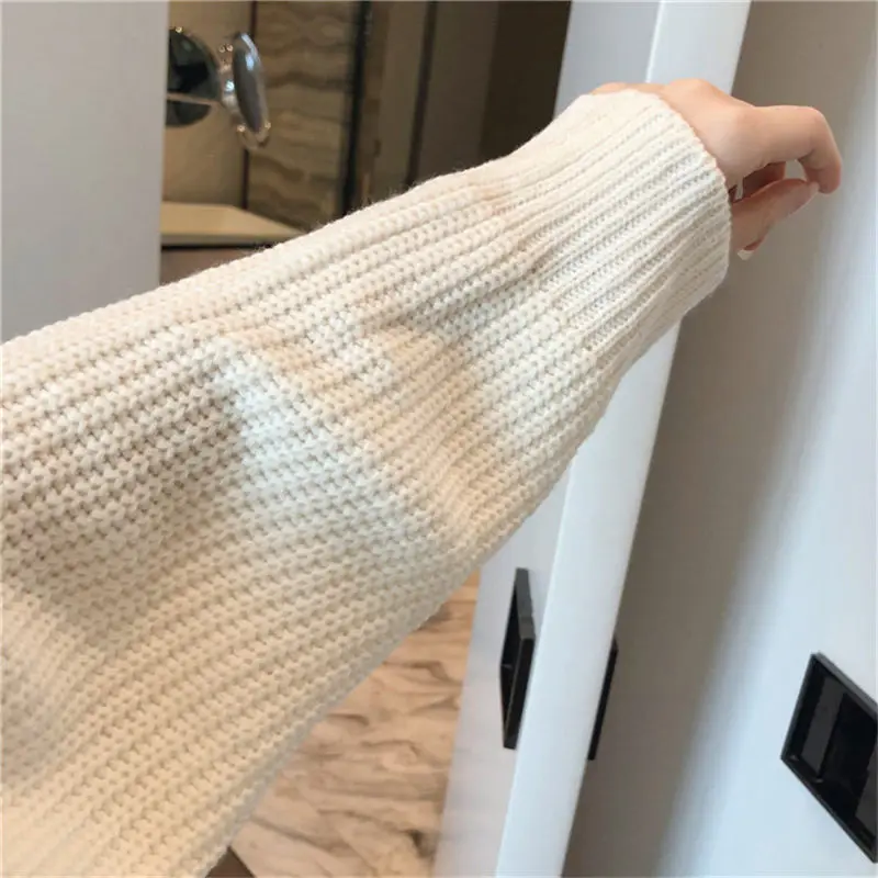 Женская вязаная куртка с поясом Повседневная Свободная кофта v-образным вырезом