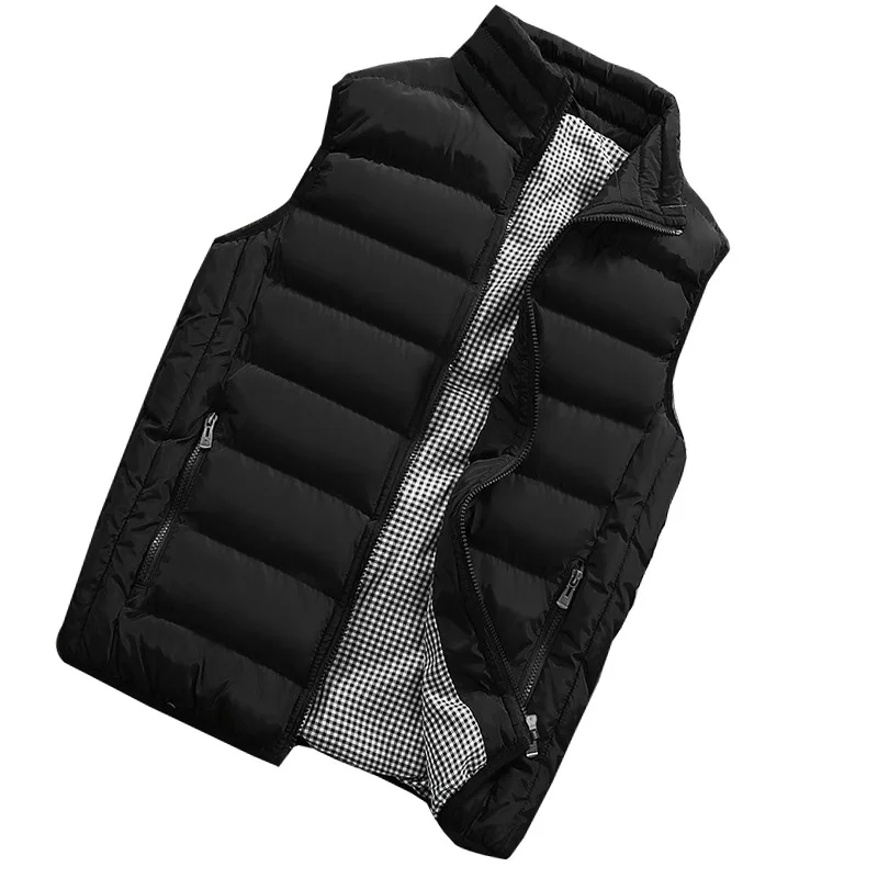 Brand Clothing Cotton-Padded Big Siz Men's Vest Men Waistcoat Mens Jacket Sleeveless Vest Winter Fashion Casual Slim Coats images - 6