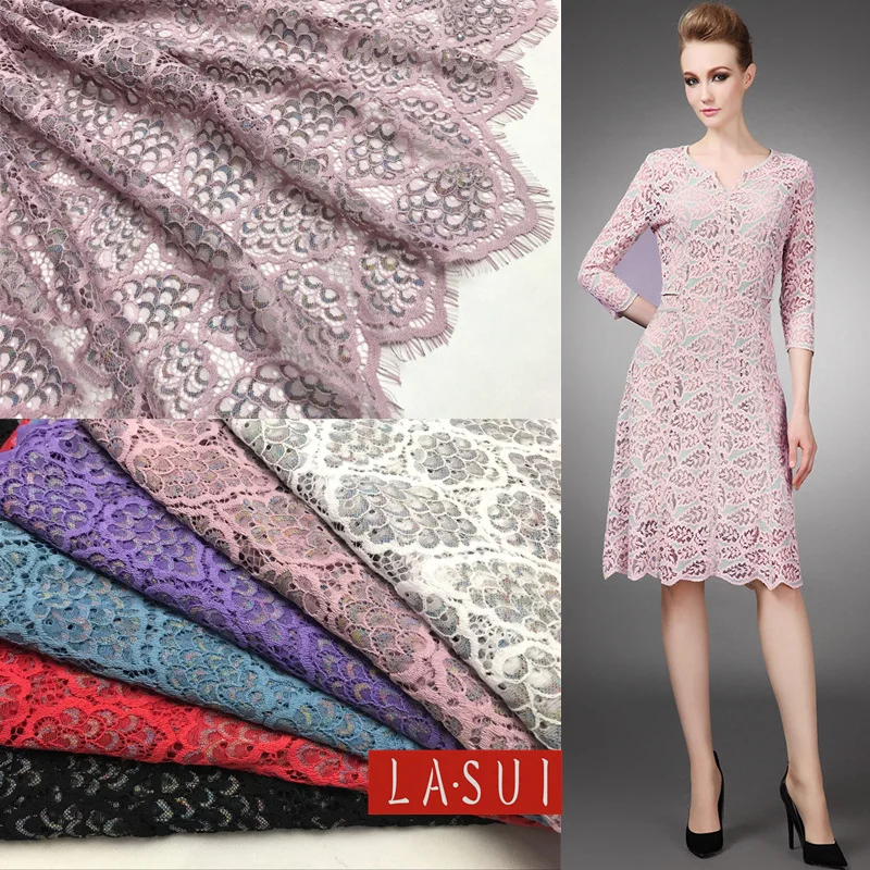 LASUI новинка 1 5 м * = шт. цветная шелковая ткань с французским кружевом перфорацией 6