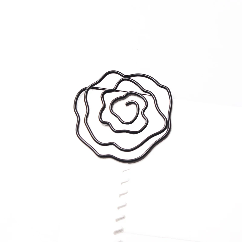 Черно-белые зажимы для бумаги в форме розы декоративные милые металлические