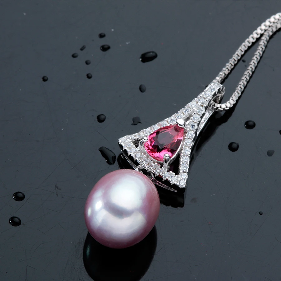 VEAMOR 925 ювелирные изделия 100% натуральный жемчуг кулон ожерелья для женщин с