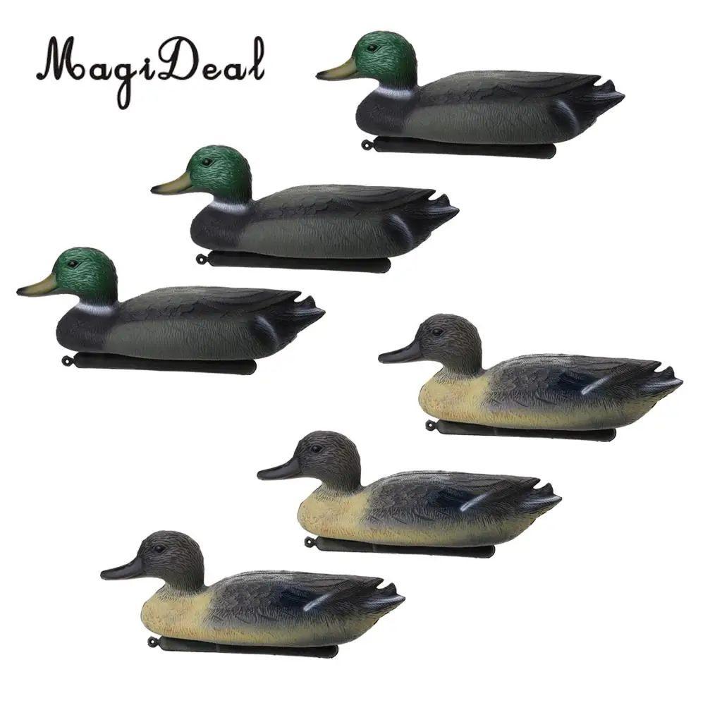 

MagiDeal 6 Pcs Fishing Hunting Male Decoy Plastic Duck Decoy Drake w/ Floating Keel