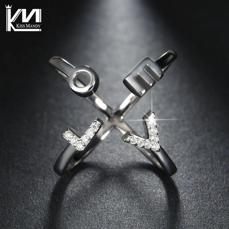 Поцелуй Мэнди Уникальный Дизайн Любовное Письмо Вечность Кольца CZ Микро