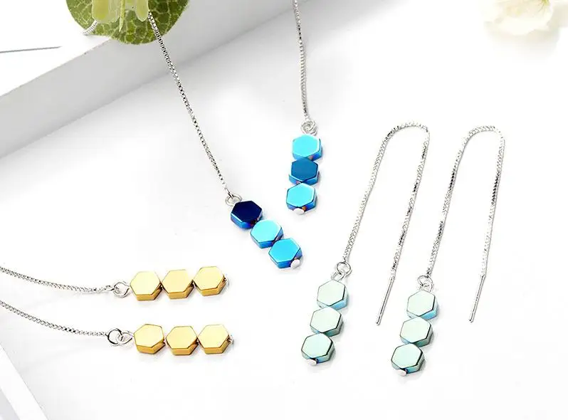 

100% 925 Sterling Silver Trendy Geometry Ladies Long Tassel Drop Earrings Wholesale Jewelry For Women Birthday Gift No Fade